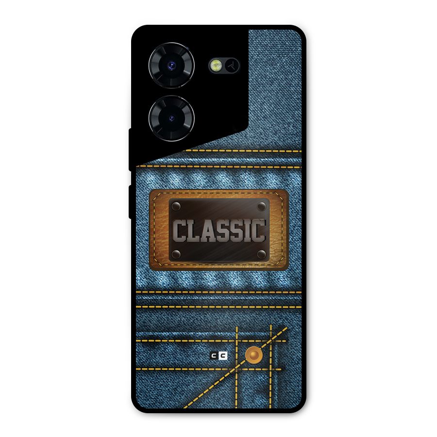 Classic Denim Metal Back Case for Tecno Pova 5 Pro 5G