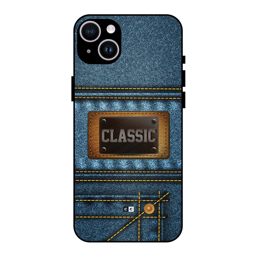 Classic Denim Metal Back Case for iPhone 14 Plus