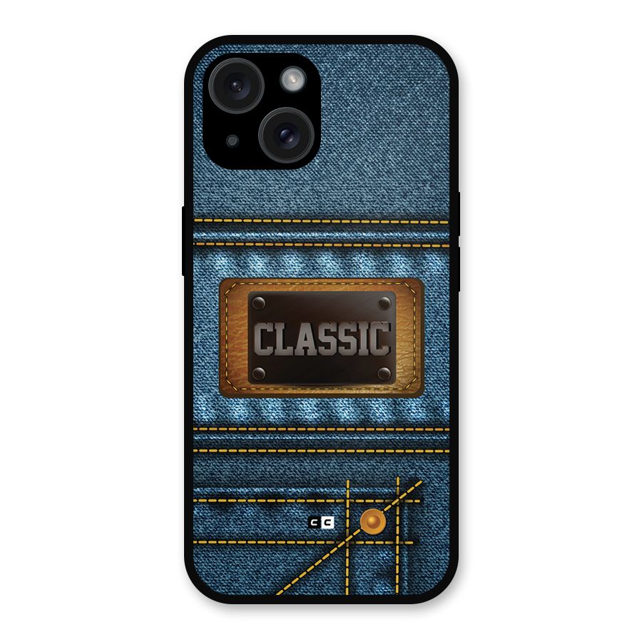 Classic Denim Metal Back Case for iPhone 15