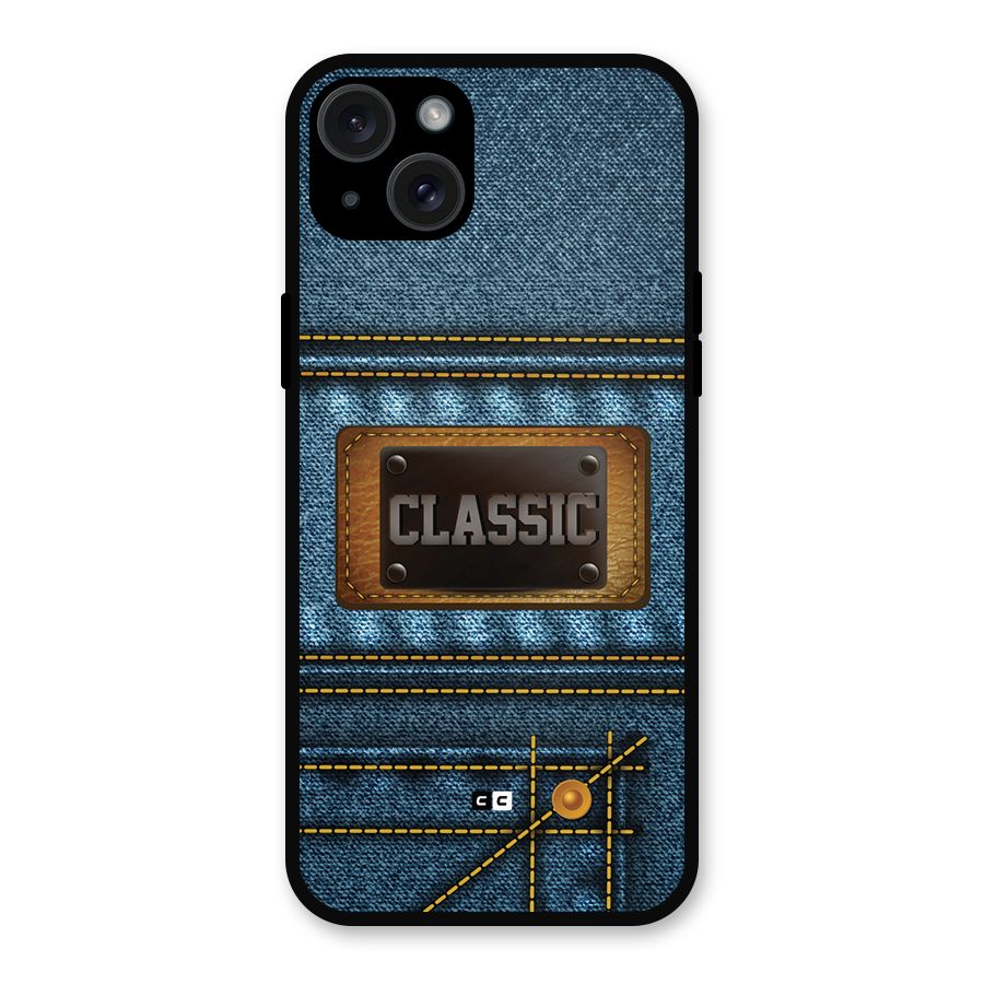 Classic Denim Metal Back Case for iPhone 15 Plus