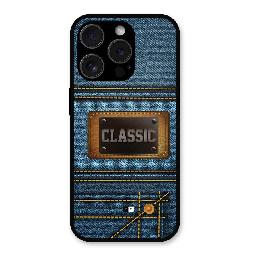 Classic Denim Metal Back Case for iPhone 15 Pro