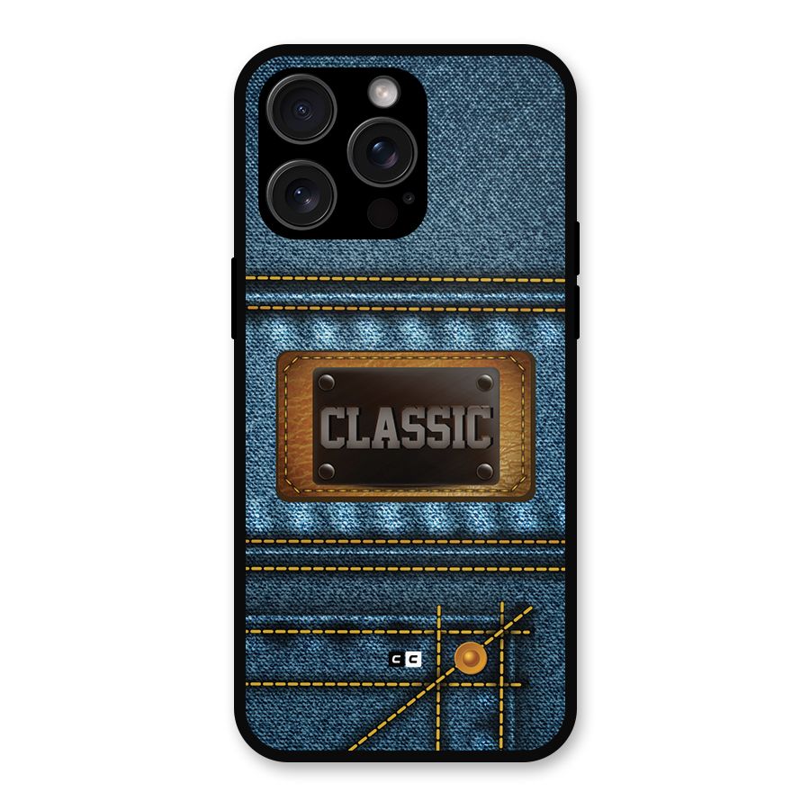 Classic Denim Metal Back Case for iPhone 15 Pro Max