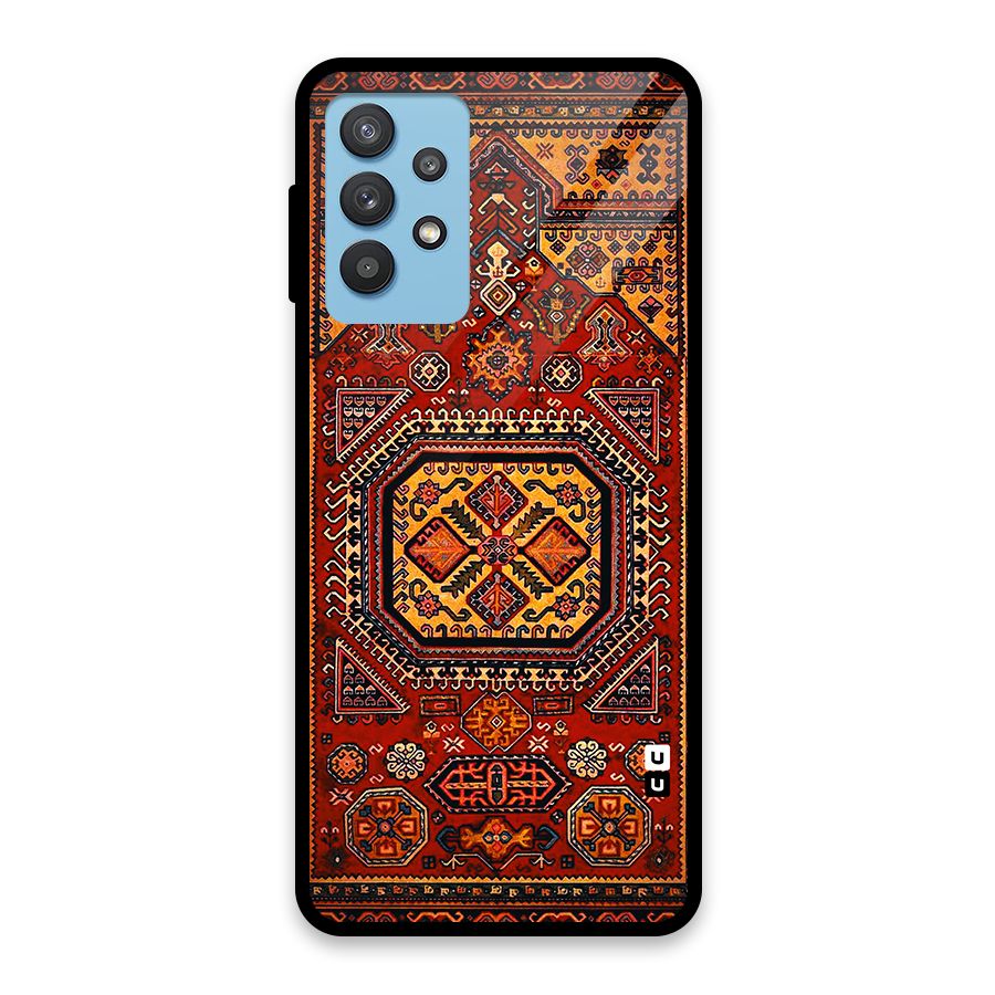 Classic Luxury Carpet Pattern Glass Back Case for Galaxy M32 5G