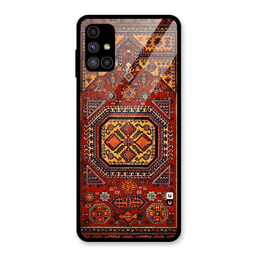 Classic Luxury Carpet Pattern Glass Back Case for Galaxy M51