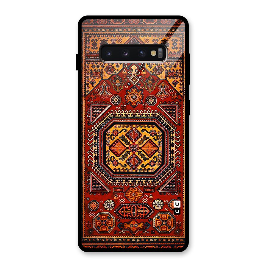 Classic Luxury Carpet Pattern Glass Back Case for Galaxy S10 Plus
