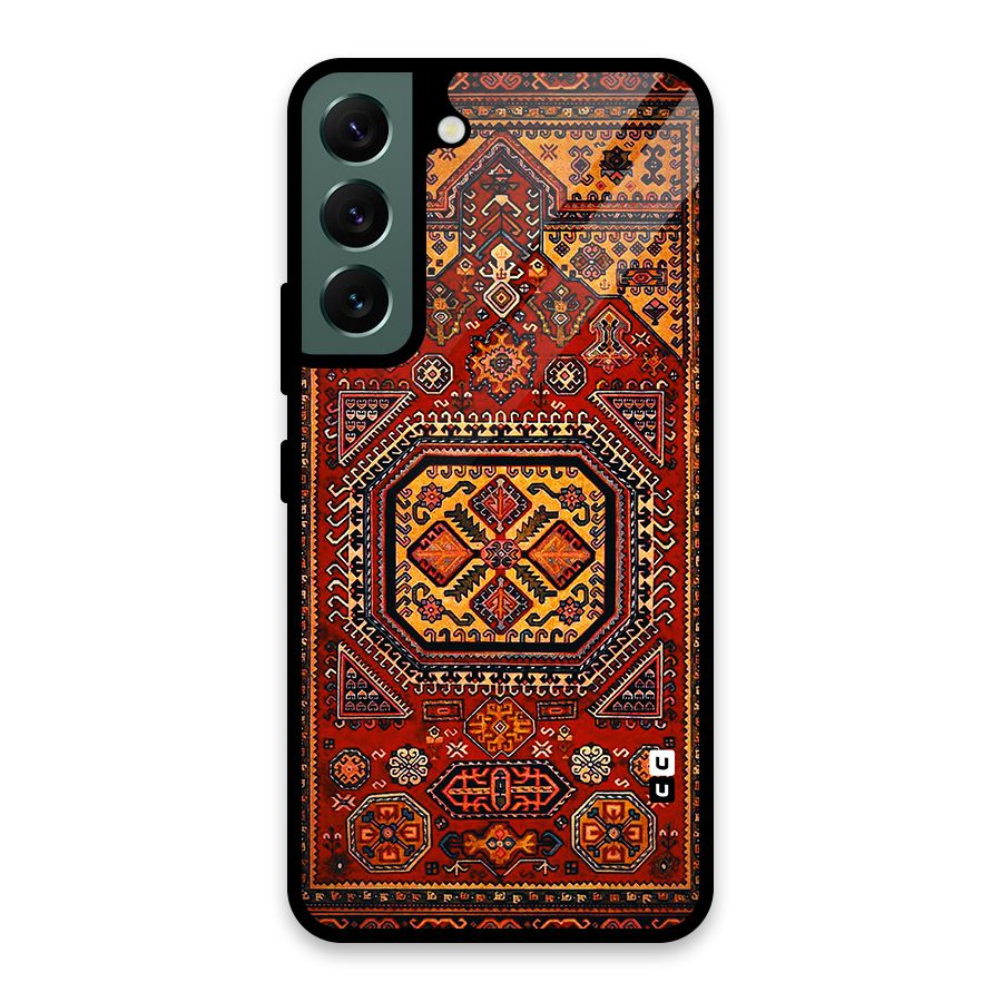 Classic Luxury Carpet Pattern Glass Back Case for Galaxy S22 5G
