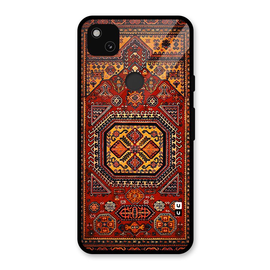Classic Luxury Carpet Pattern Glass Back Case for Google Pixel 4a