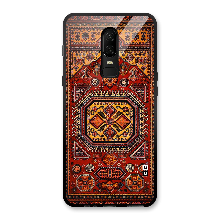 Classic Luxury Carpet Pattern Glass Back Case for OnePlus 6