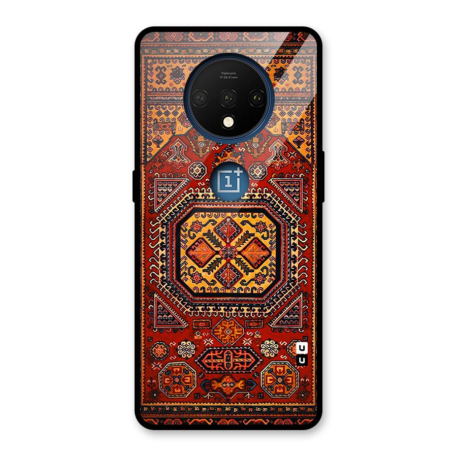 Classic Luxury Carpet Pattern Glass Back Case for OnePlus 7T