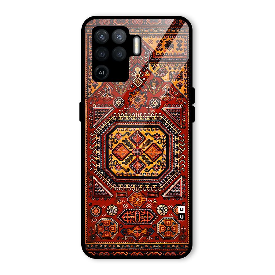 Classic Luxury Carpet Pattern Glass Back Case for Oppo F19 Pro