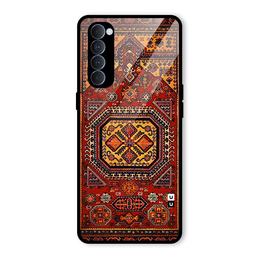 Classic Luxury Carpet Pattern Glass Back Case for Oppo Reno4 Pro