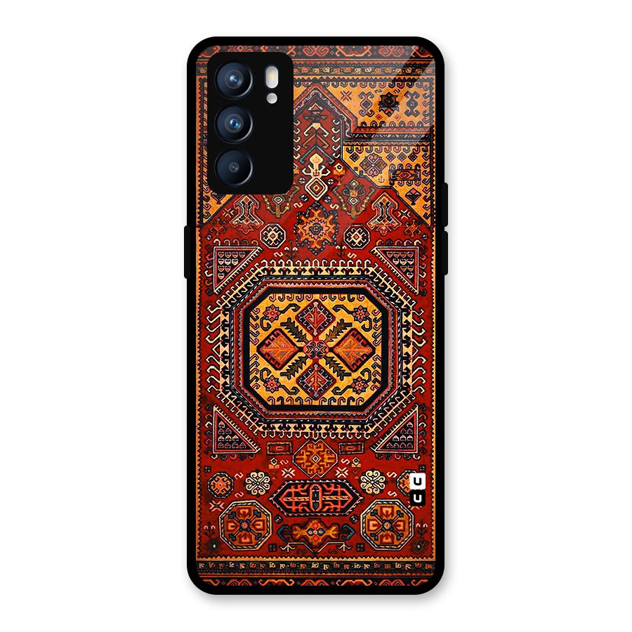 Classic Luxury Carpet Pattern Glass Back Case for Oppo Reno6 5G