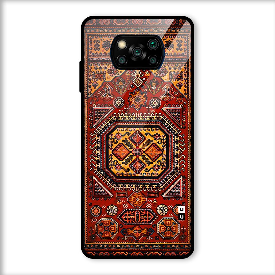 Classic Luxury Carpet Pattern Glass Back Case for Poco X3