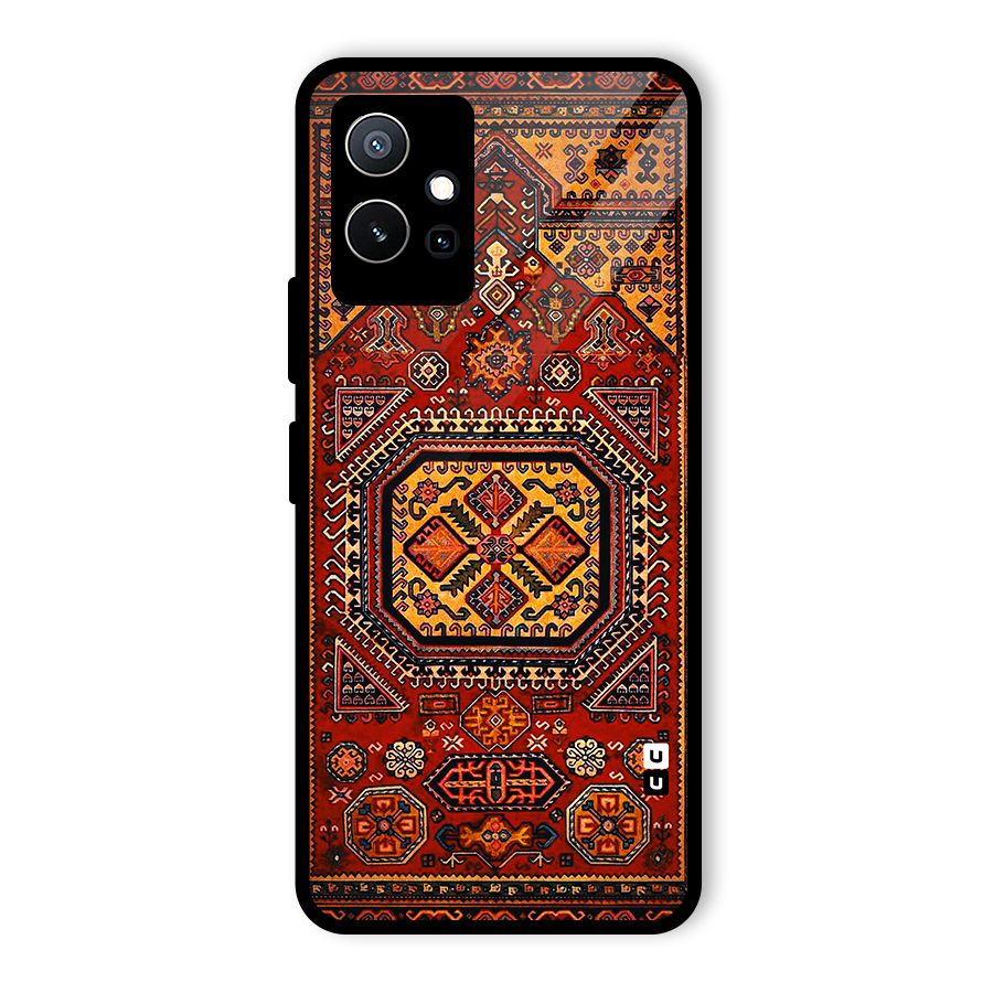 Classic Luxury Carpet Pattern Glass Back Case for Vivo T1 5G