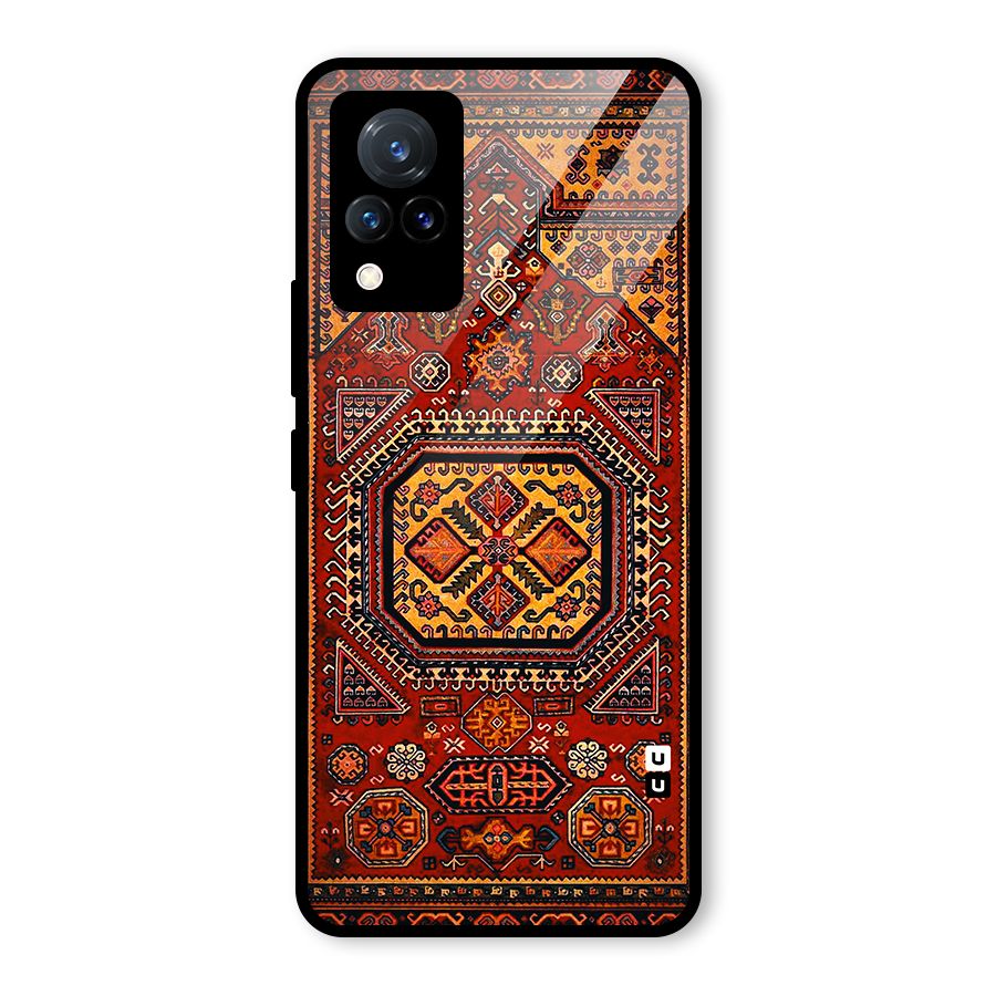 Classic Luxury Carpet Pattern Glass Back Case for Vivo V21 5G