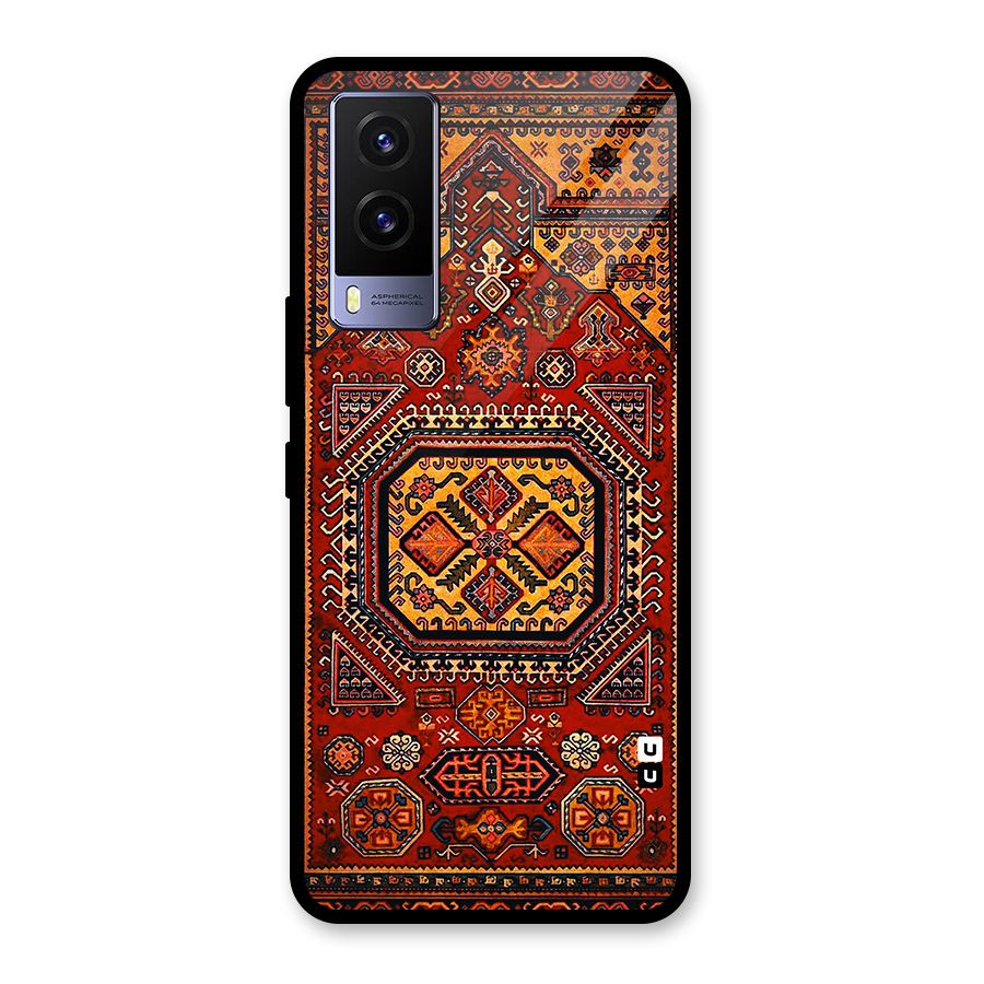 Classic Luxury Carpet Pattern Glass Back Case for Vivo V21e 5G