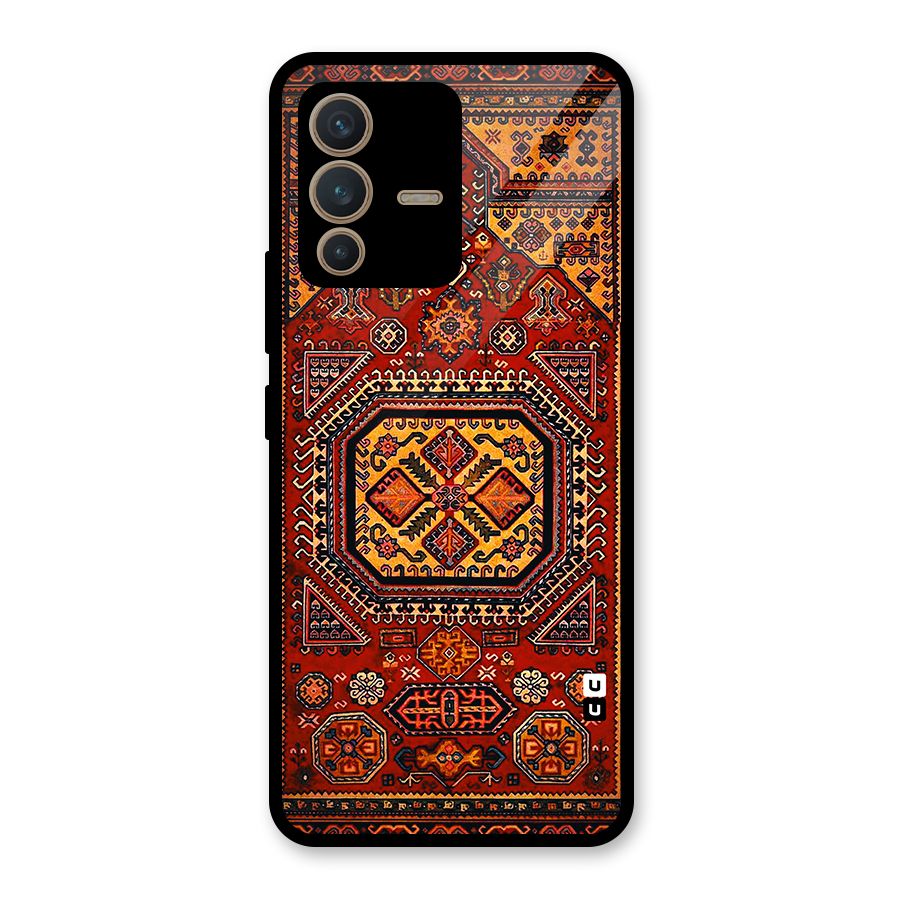 Classic Luxury Carpet Pattern Glass Back Case for Vivo V23 5G