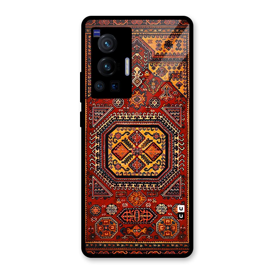 Classic Luxury Carpet Pattern Glass Back Case for Vivo X70 Pro