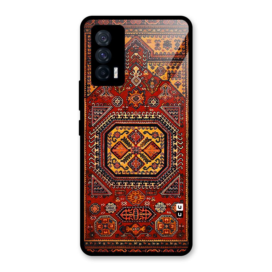 Classic Luxury Carpet Pattern Glass Back Case for Vivo iQOO 7 5G