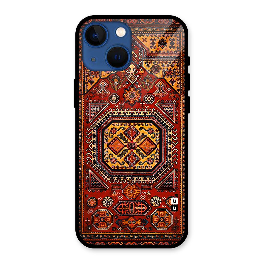 Classic Luxury Carpet Pattern Glass Back Case for iPhone 13 Mini