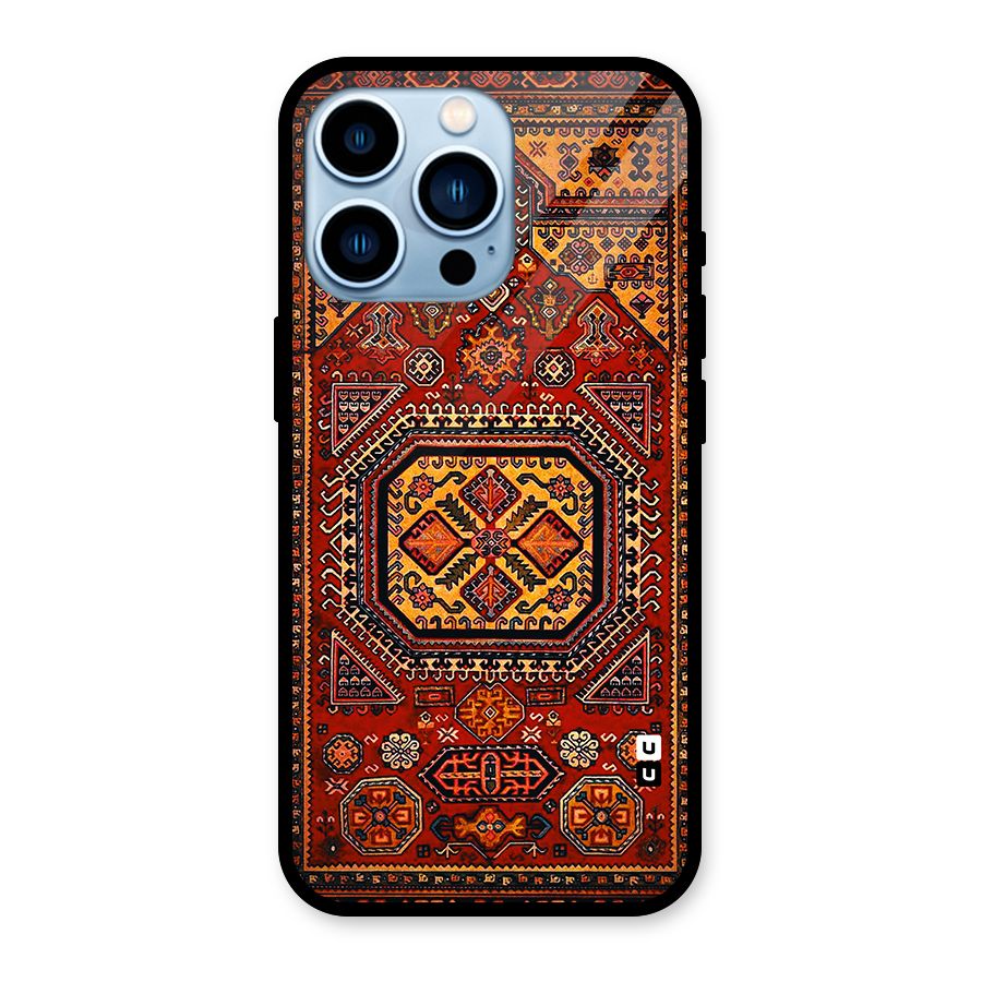 Classic Luxury Carpet Pattern Glass Back Case for iPhone 13 Pro