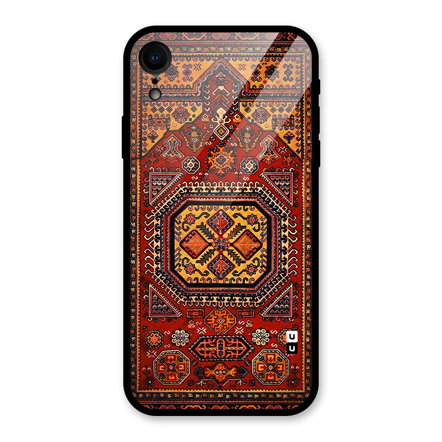 Classic Luxury Carpet Pattern Glass Back Case for iPhone XR