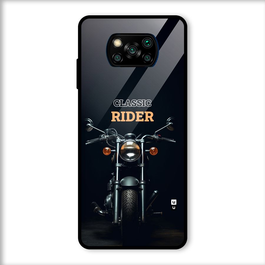 Classic RIder Glass Back Case for Poco X3