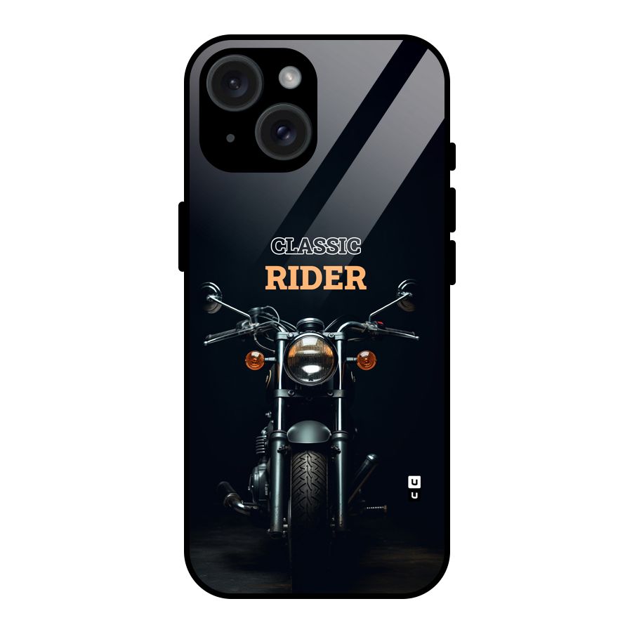 Classic RIder Glass Back Case for iPhone 15