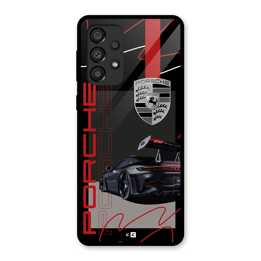 Classy Black Supercar Glass Back Case for Galaxy A33 5G