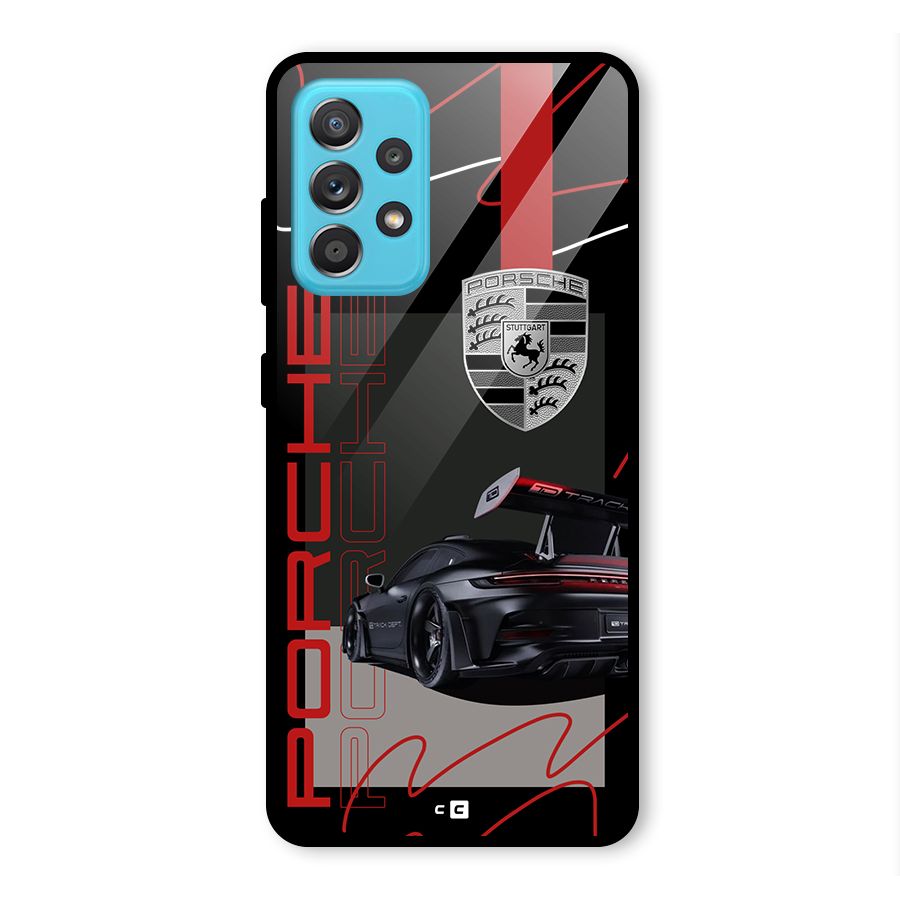 Classy Black Supercar Glass Back Case for Galaxy A52