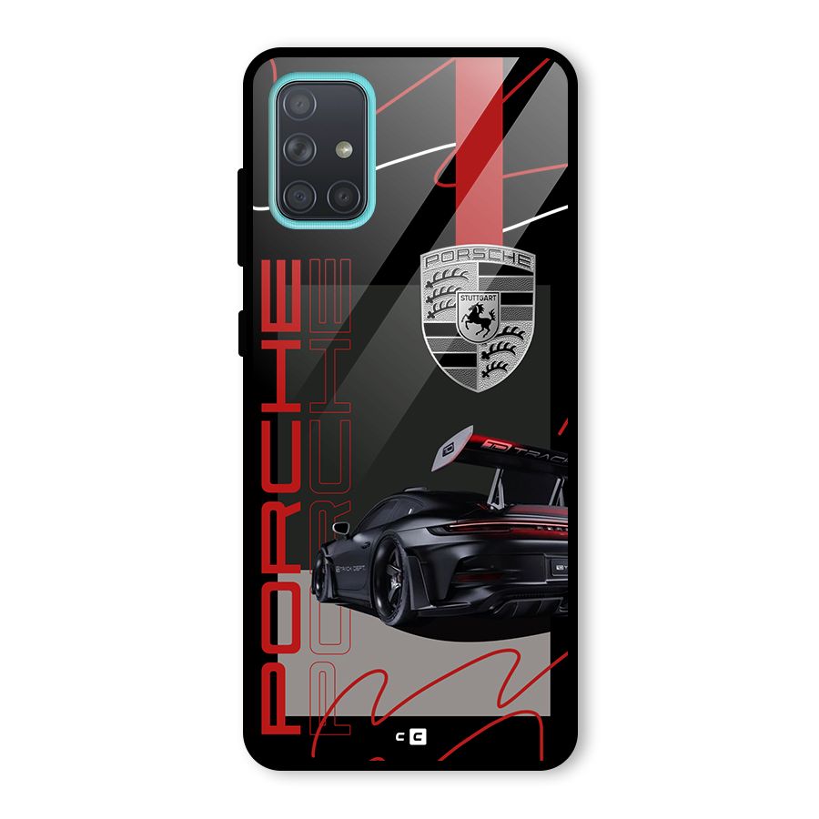 Classy Black Supercar Glass Back Case for Galaxy A71