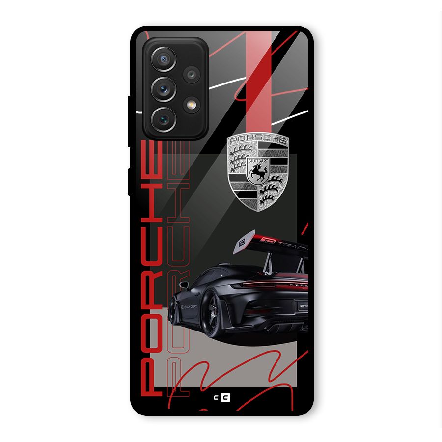 Classy Black Supercar Glass Back Case for Galaxy A72