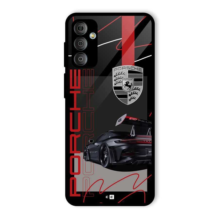 Classy Black Supercar Glass Back Case for Galaxy F23