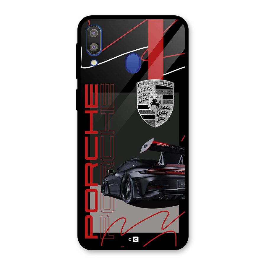Classy Black Supercar Glass Back Case for Galaxy M20