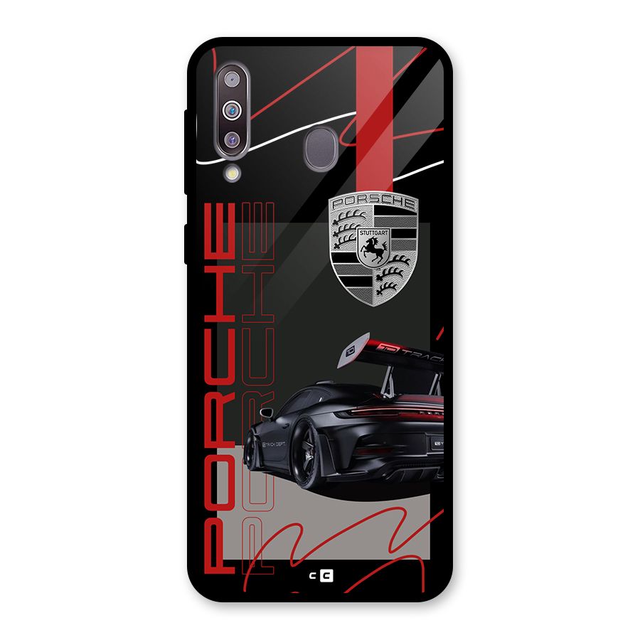 Classy Black Supercar Glass Back Case for Galaxy M30