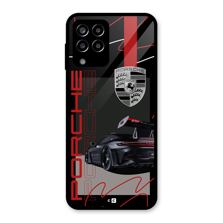 Classy Black Supercar Glass Back Case for Galaxy M33