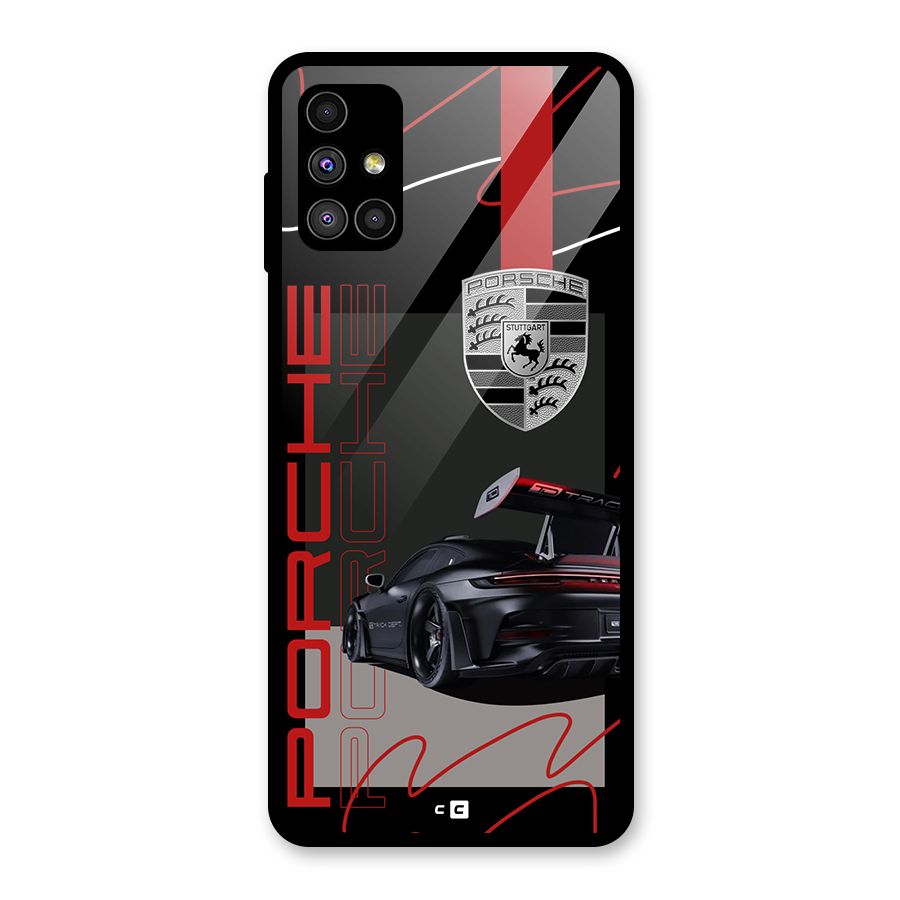 Classy Black Supercar Glass Back Case for Galaxy M51