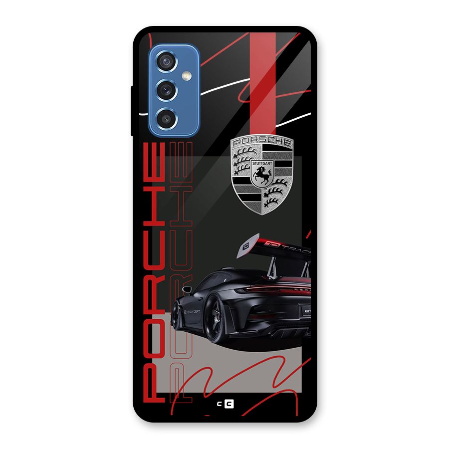 Classy Black Supercar Glass Back Case for Galaxy M52 5G