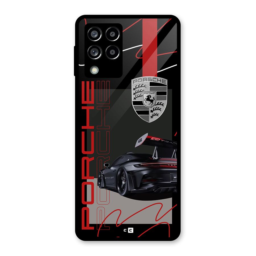 Classy Black Supercar Glass Back Case for Galaxy M53 5G