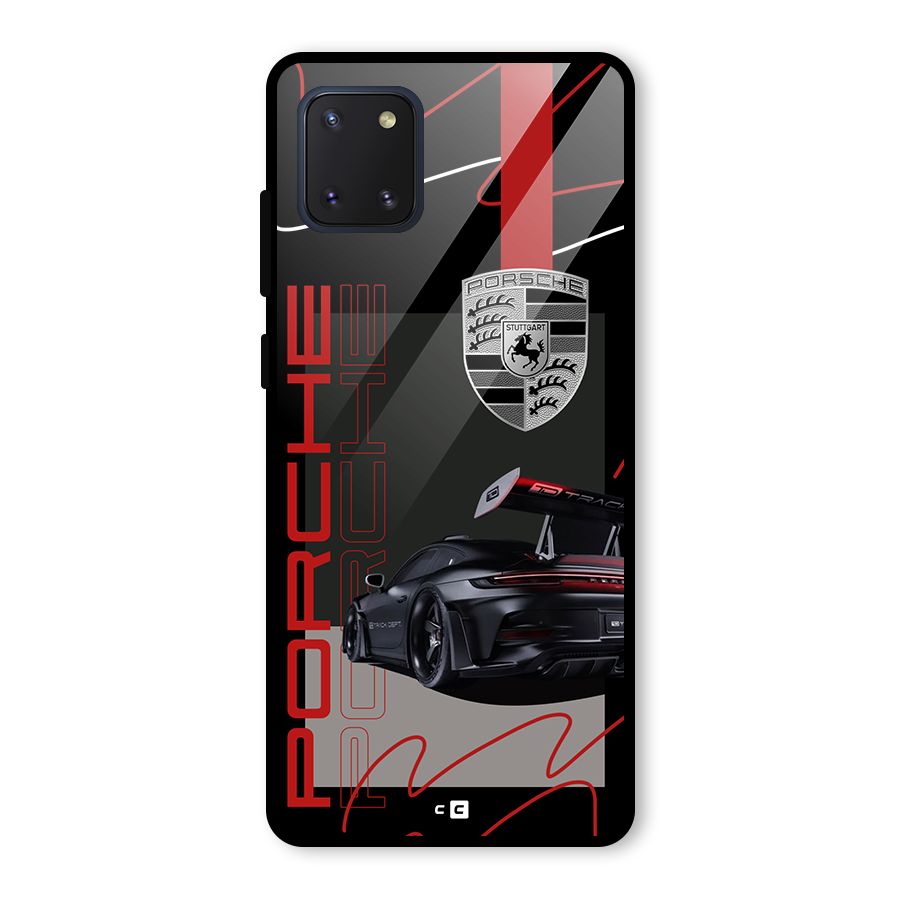 Classy Black Supercar Glass Back Case for Galaxy Note 10 Lite