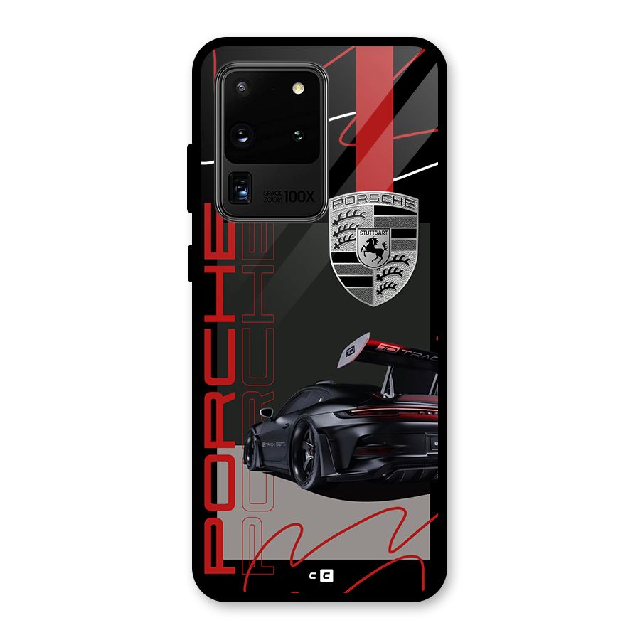Classy Black Supercar Glass Back Case for Galaxy S20 Ultra