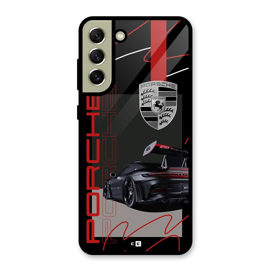 Classy Black Supercar Glass Back Case for Galaxy S21 FE 5G