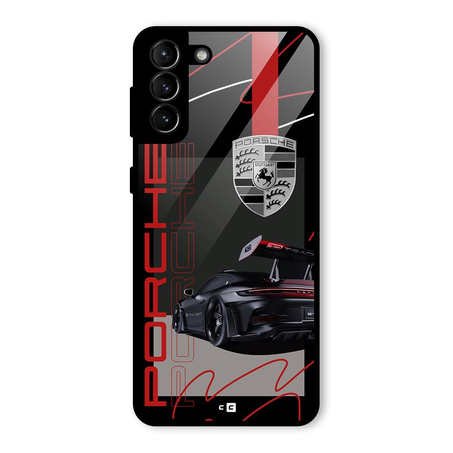Classy Black Supercar Glass Back Case for Galaxy S21 Plus