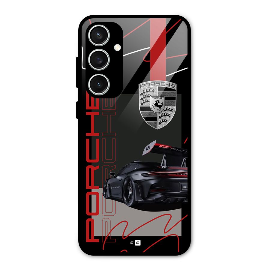 Classy Black Supercar Glass Back Case for Galaxy S23 FE