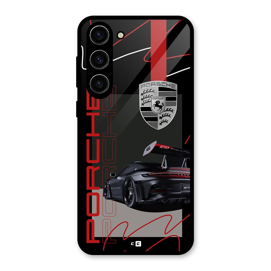 Classy Black Supercar Glass Back Case for Galaxy S23 Plus
