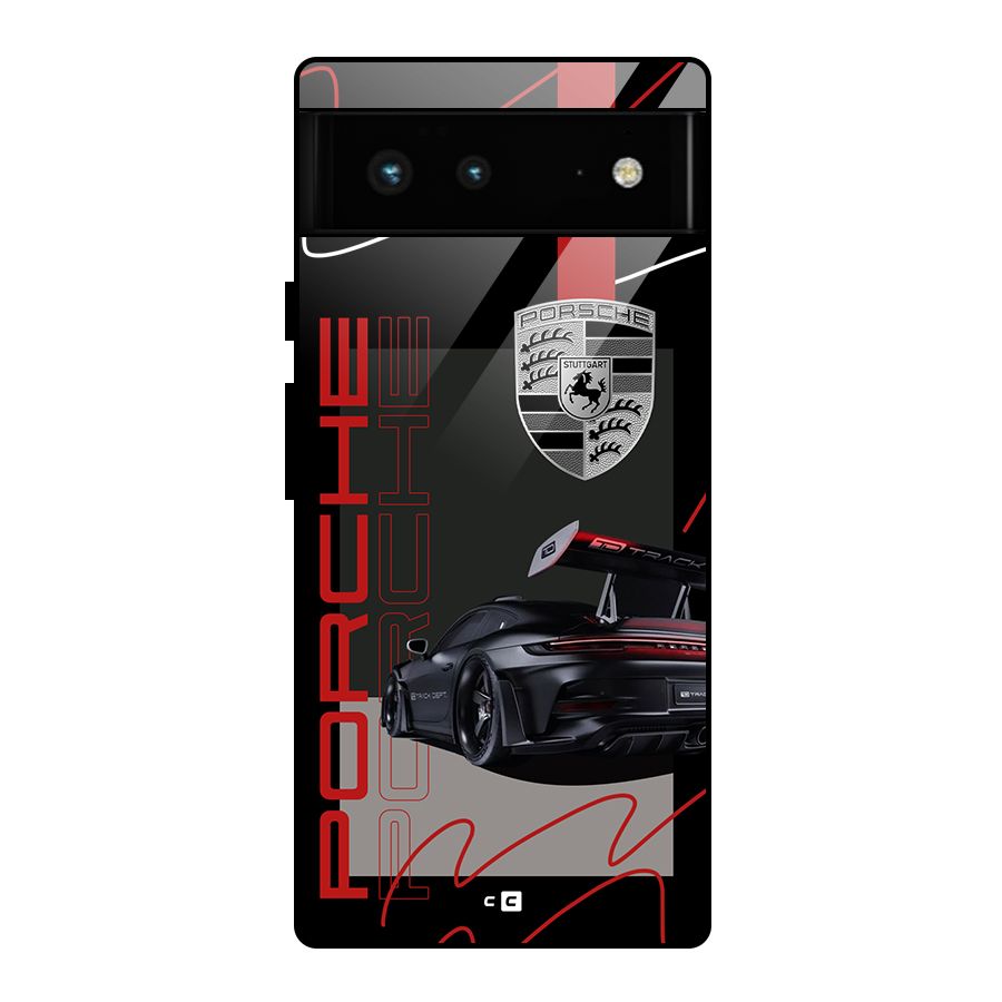 Classy Black Supercar Glass Back Case for Google Pixel 6