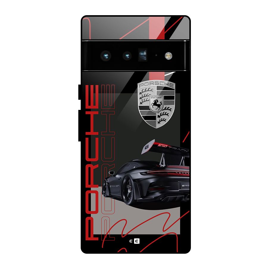 Classy Black Supercar Glass Back Case for Google Pixel 6 Pro