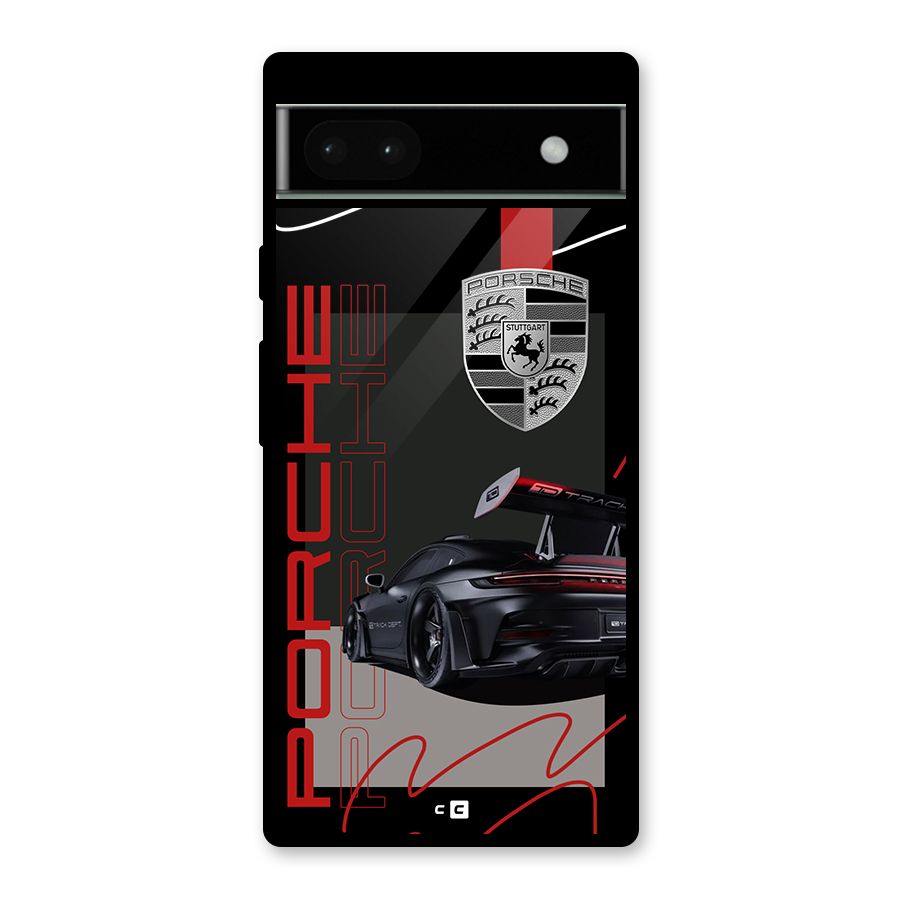 Classy Black Supercar Glass Back Case for Google Pixel 6a