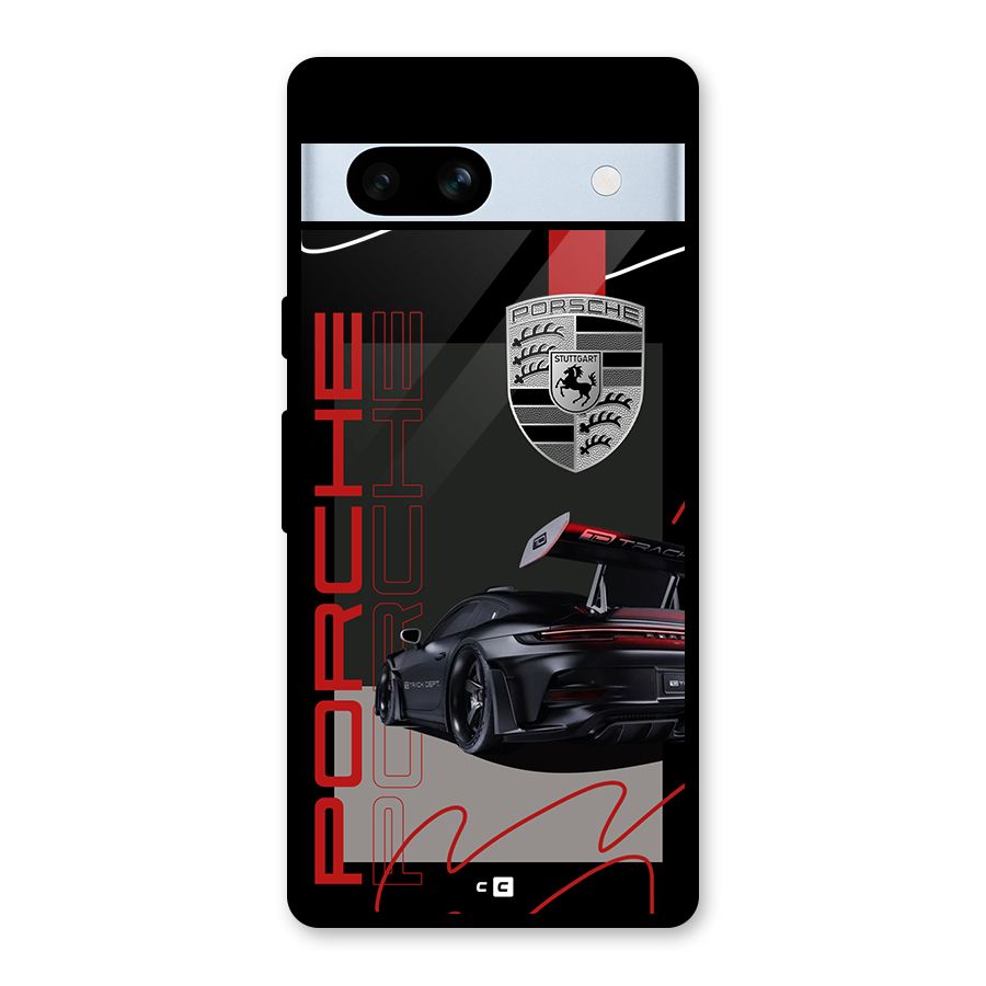 Classy Black Supercar Glass Back Case for Google Pixel 7a