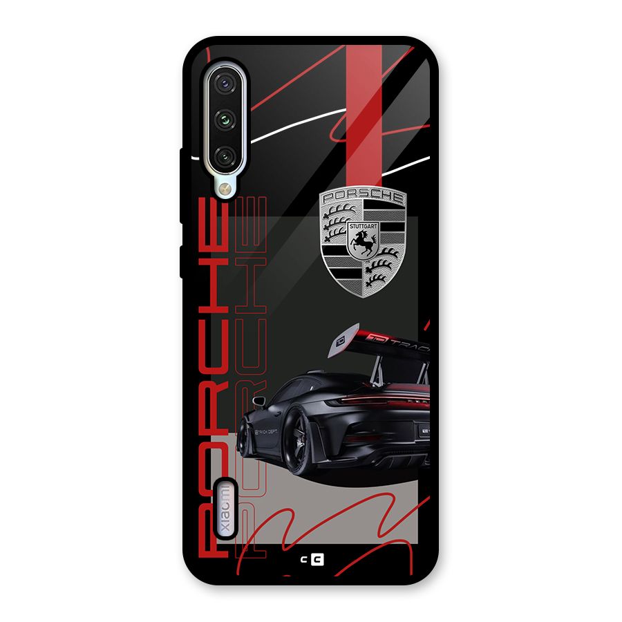 Classy Black Supercar Glass Back Case for Mi A3